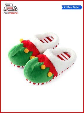 🎅 Elf Slippers Women Men Cozy House Shoes Faux Fur Christmas